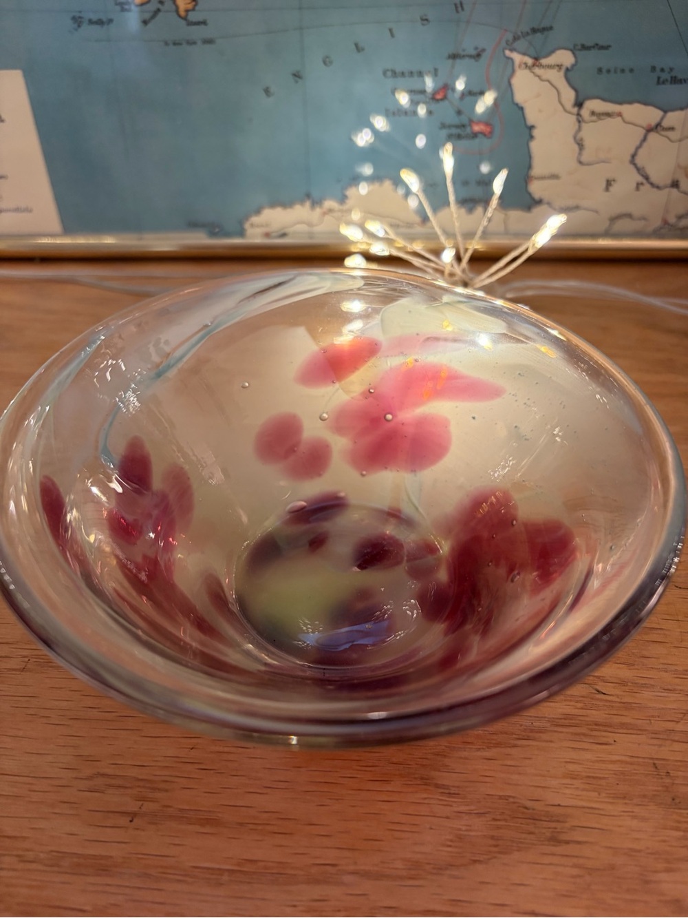 ✨ Hand-Blown Studio Art Glass Abstract Floral Bowl ✨